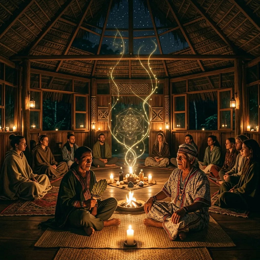 Ayahuasca ceremony inside a maloka