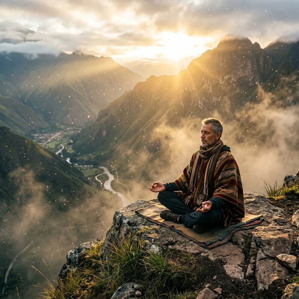 Spiritual seeker meditating